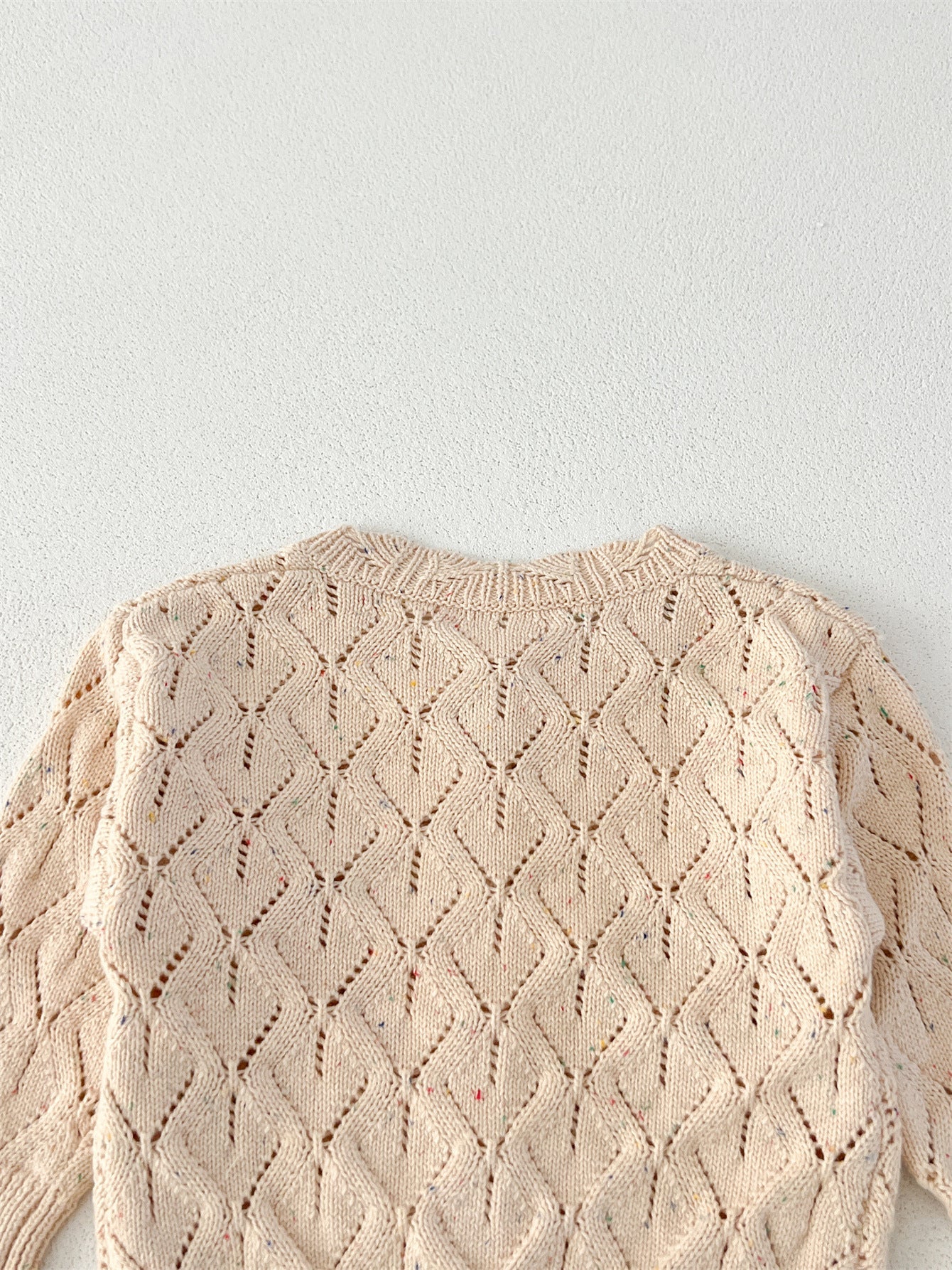 Autumn Arrival Baby Kids Girls Comfortable Hollow-out Argyle Knitted Long Sleeves Cardigan-2