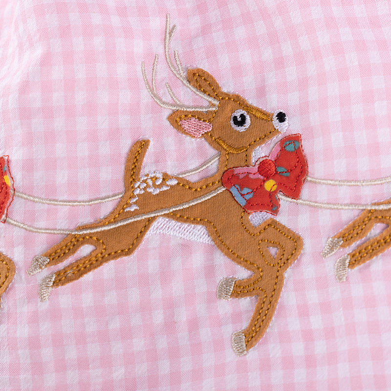 Autumn Arrival Cartoon Animals Christmas Pattern Long Sleeves Crew Neck Dress for Stylish Girls-3